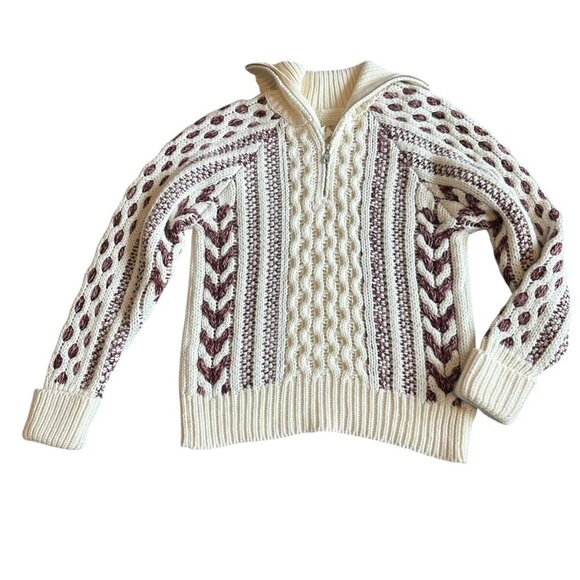 Cozy White and Brown Women's Sweater - Picture 2 of 12